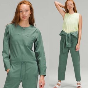 Lululemon Ventlight Zipper Jumpsuit 6 Tidewater Teal Coveralls W1CUSS Tie‎ Waist